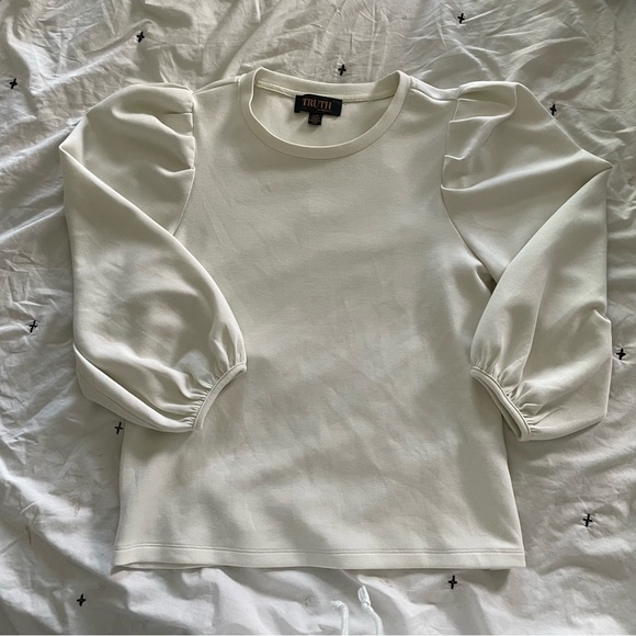 Truth by Republic | Cream puff sleeve top 3/4 sleeve modal blend blouse sz L - Picture 8 of 11